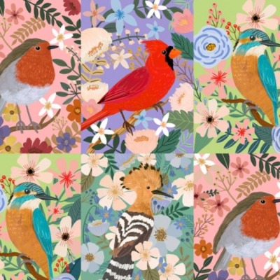 Baumwolle Bird Garden PANEL MULTI von Free Spirit Mia Charro