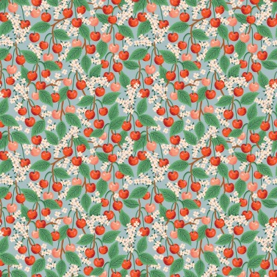 Rifle Paper Co. Orchard Cherry Blossom in Light Blue Baumwollstoff - Kollektion: Orchard,