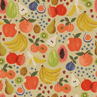 Rifle Paper Co. Orchard Fruit Stand in Cream CANVAS BEIGE HELLGRÜN - Noten