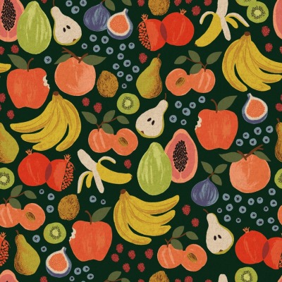 Rifle Paper Co. Orchard Fruit Stand in Hunter CANVAS DUNKELGRÜN - Noten