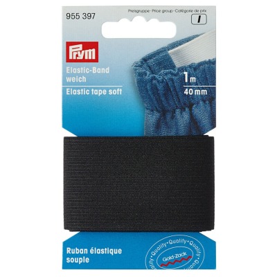 Prym Elastic-Band weich SCHWARZ 40 mm Verkaufseinheit: 2 Stck. je 1,00 m