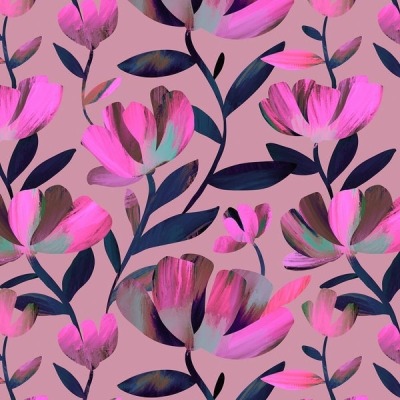 Baumwolle Luminous Daydream Floral Extravagance - Magenta Glow