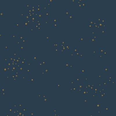 Baumwolle goldene Sterne metallic COTTON + STEEL navy