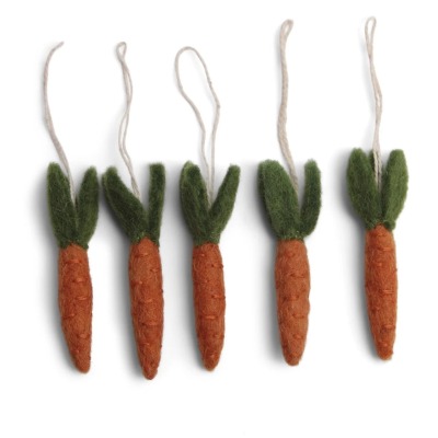5 Stück Anhänger Karotten aus Filz - handgefilzt - fairer Handel Handarbeit