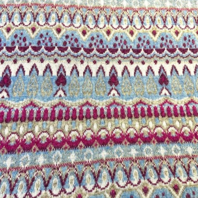 Weicher Strick aus Wolle Merinowolle mit klassischem Muster HELLBLAU FUCHSIA