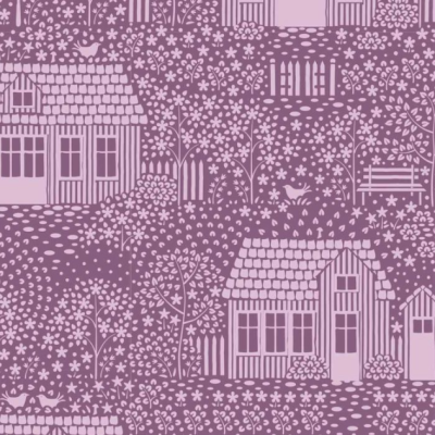 Tilda Stoff HOMETOWN My Neighborhood - Lilac BAUMWOLLE - Kollektion: Creating Memories