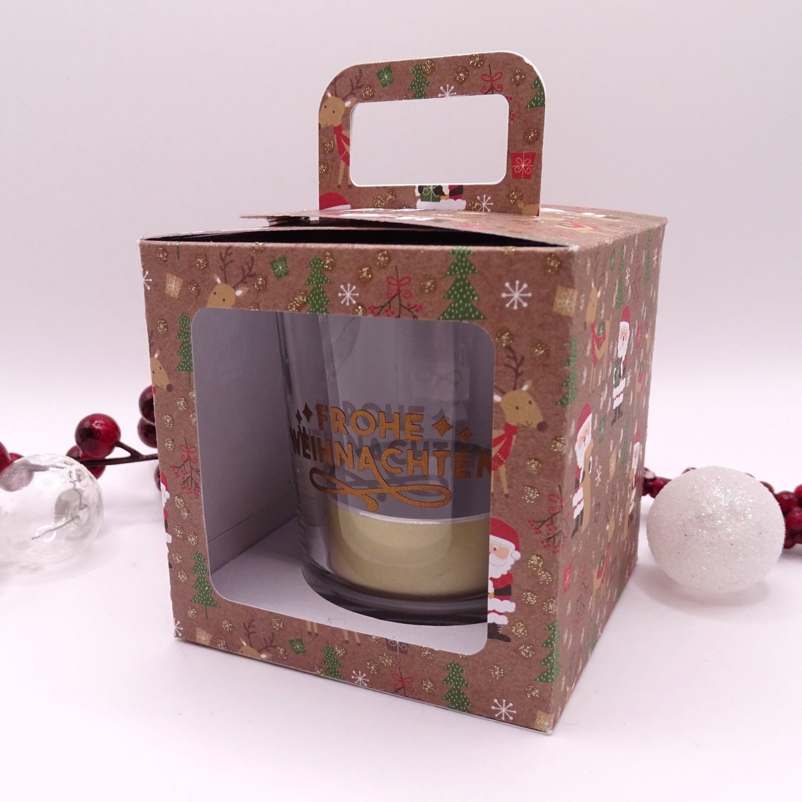 Weihnachtsteelicht mit Teelichtbotschaft in einer Geschenkbox 3