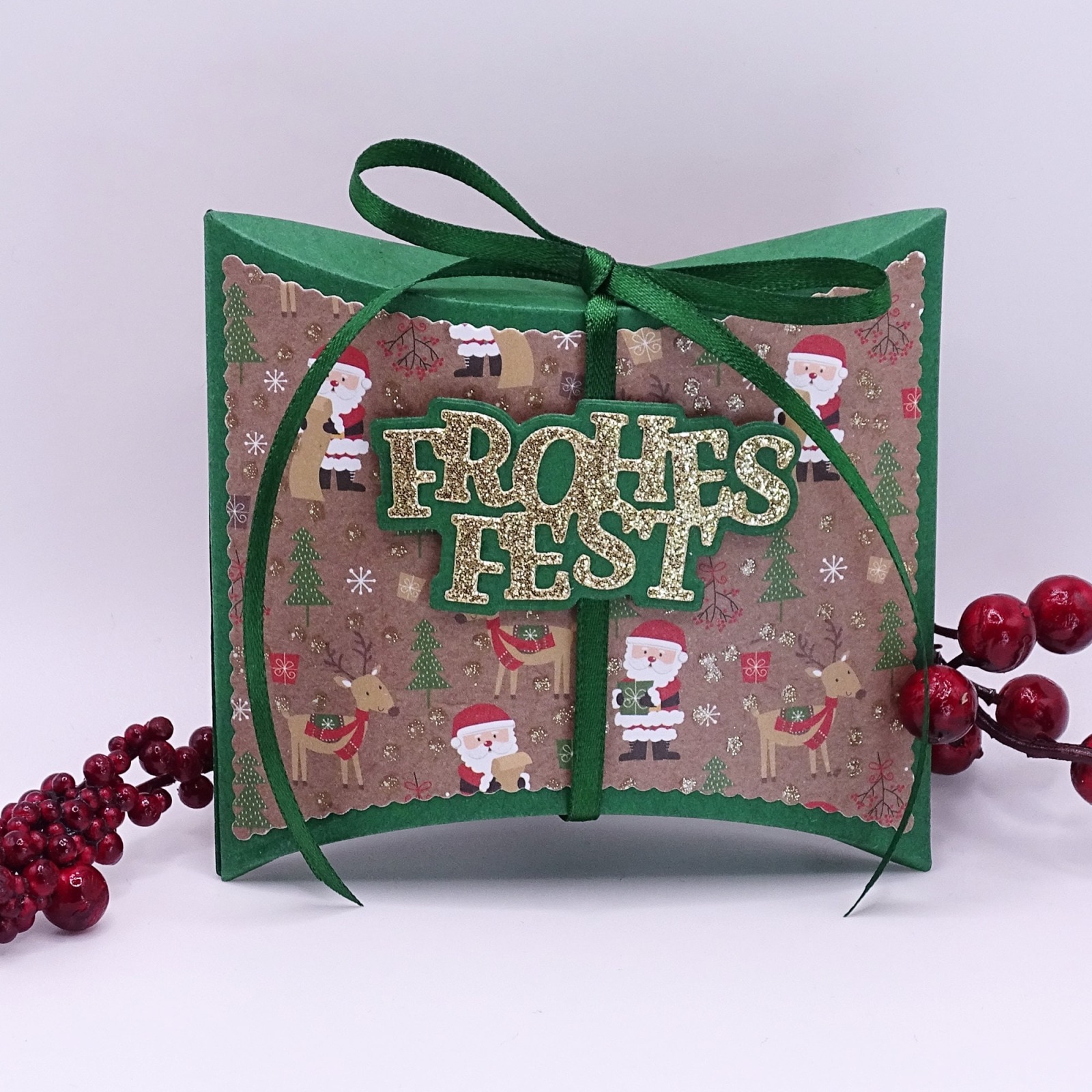 Pillow-Box Weihnachten, Geschenkbox, Geschenkverpackung Weihnachten