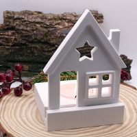 Teelichthalter Weihnachten - Windlicht mit Einschieber Haus mit Stern | Dekoration Advent - Weihnach