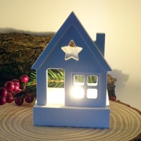 Teelichthalter Weihnachten - Windlicht mit Einschieber Haus mit Stern | Dekoration Advent -