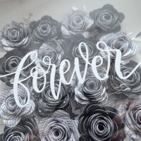 3D-Bilderrahmen Rosen in schwarz-weiß-silber - forever - Geschenk Valentinstag - Hochzeit -