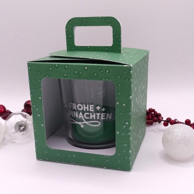 Weihnachtsteelicht mit Teelichtbotschaft in einer Geschenkbox