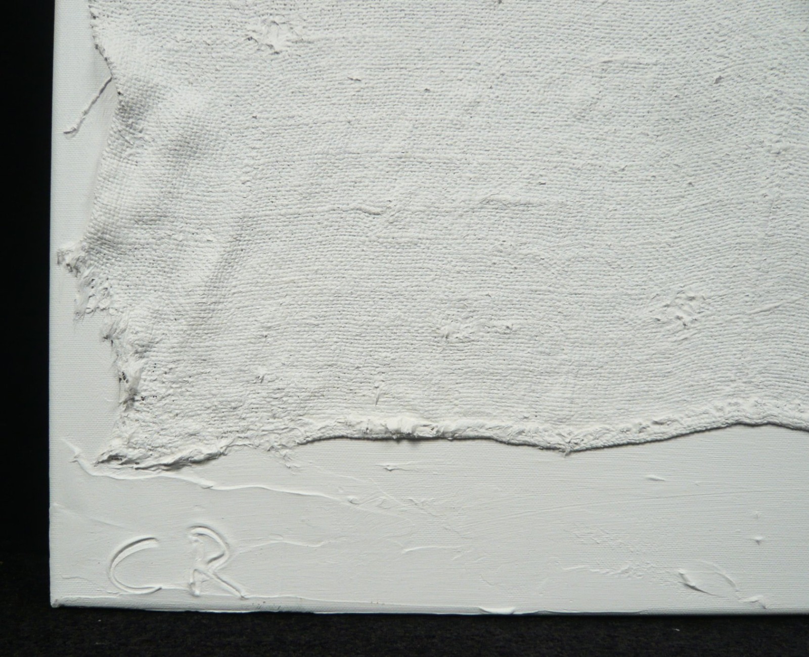 weiße Knüpfung 120x120x6 cm Acryl Materialbild informele Malerei 3