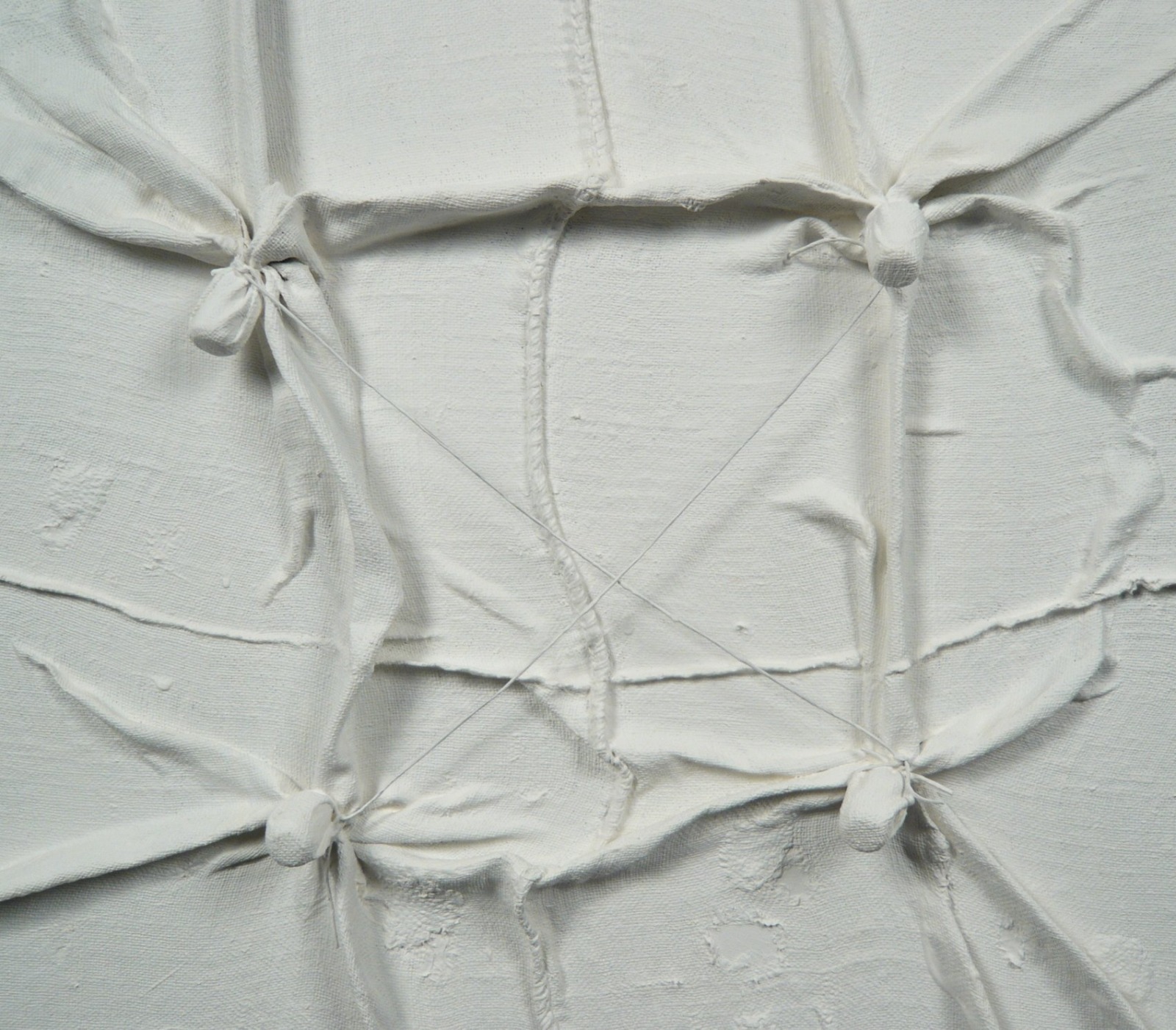 weiße Knüpfung 120x120x6 cm Acryl Materialbild informele Malerei 4