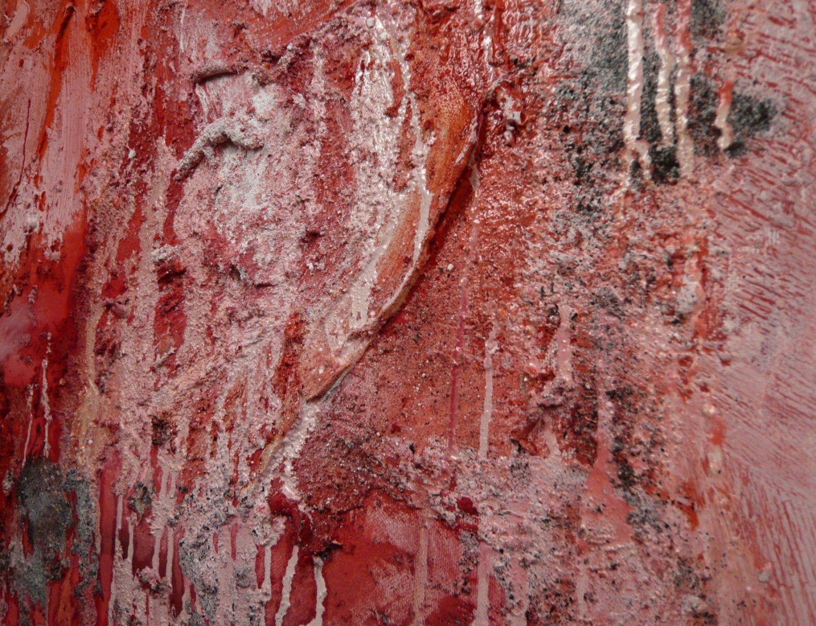 rotes Pigmentbild 120x120x6 cm Acryl Materialbild informele Malerei 5