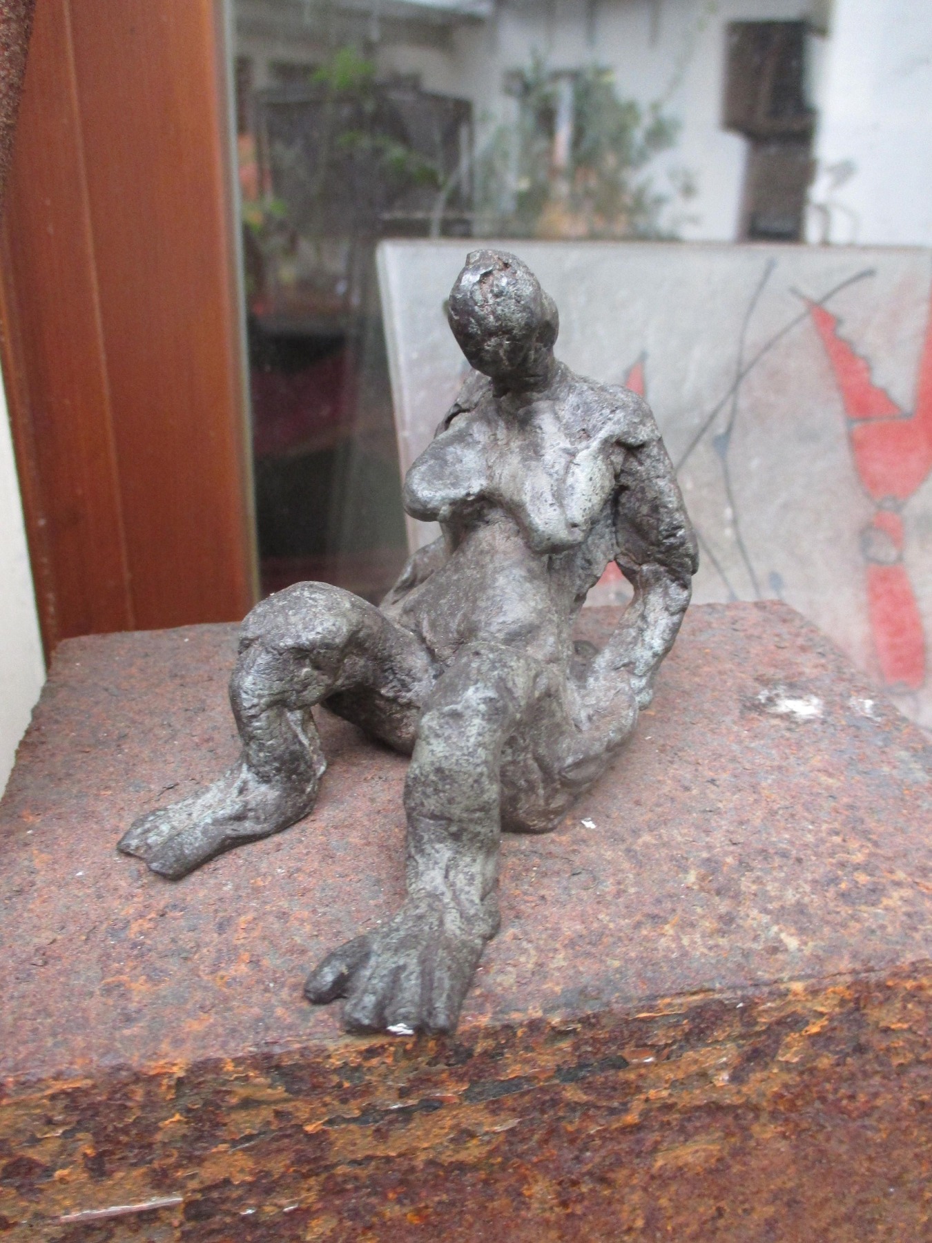Bronze kleine Frau 7er Auflage signiert datiert Kunst free shiping modern art Skulptur graugrüne