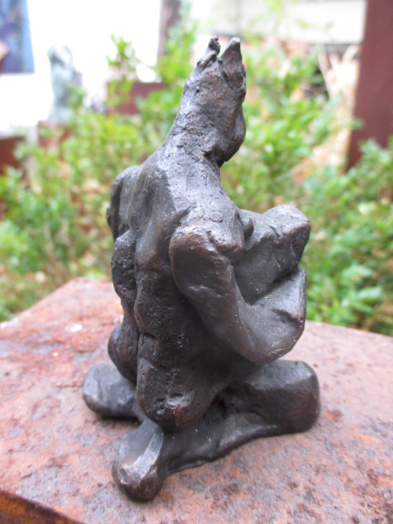 Bronze kleine Frau 7er Auflage signiert datiert Kunst free shiping modern art Skulptur graugrüne