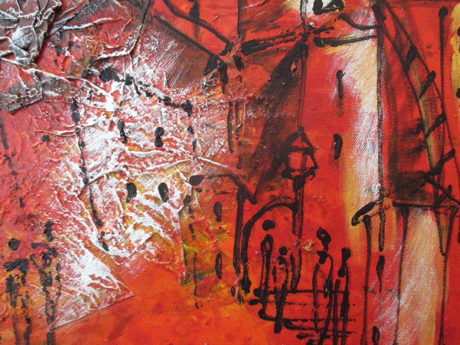 Painting, Art, Toscana, Collage, Red Canvas, Original Drawing by Sonja Zeltner-Müller 8