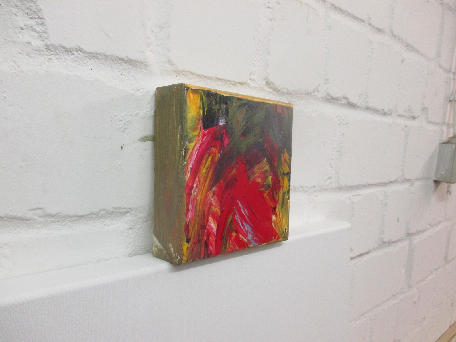 Abstraktes Farbfeuer, Original, Malerei, geblockte 4cm Leinwand, free shipping, rot, acrylpouring,