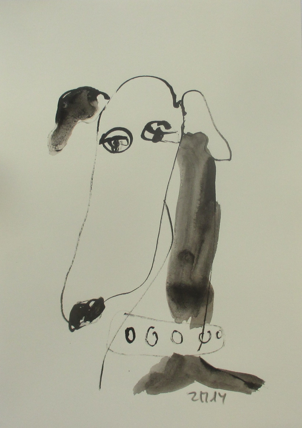 Windhund - Zeichnung DinA4 schwarz weiss Din A4 Feder-Zeichnung Aquarelle 4