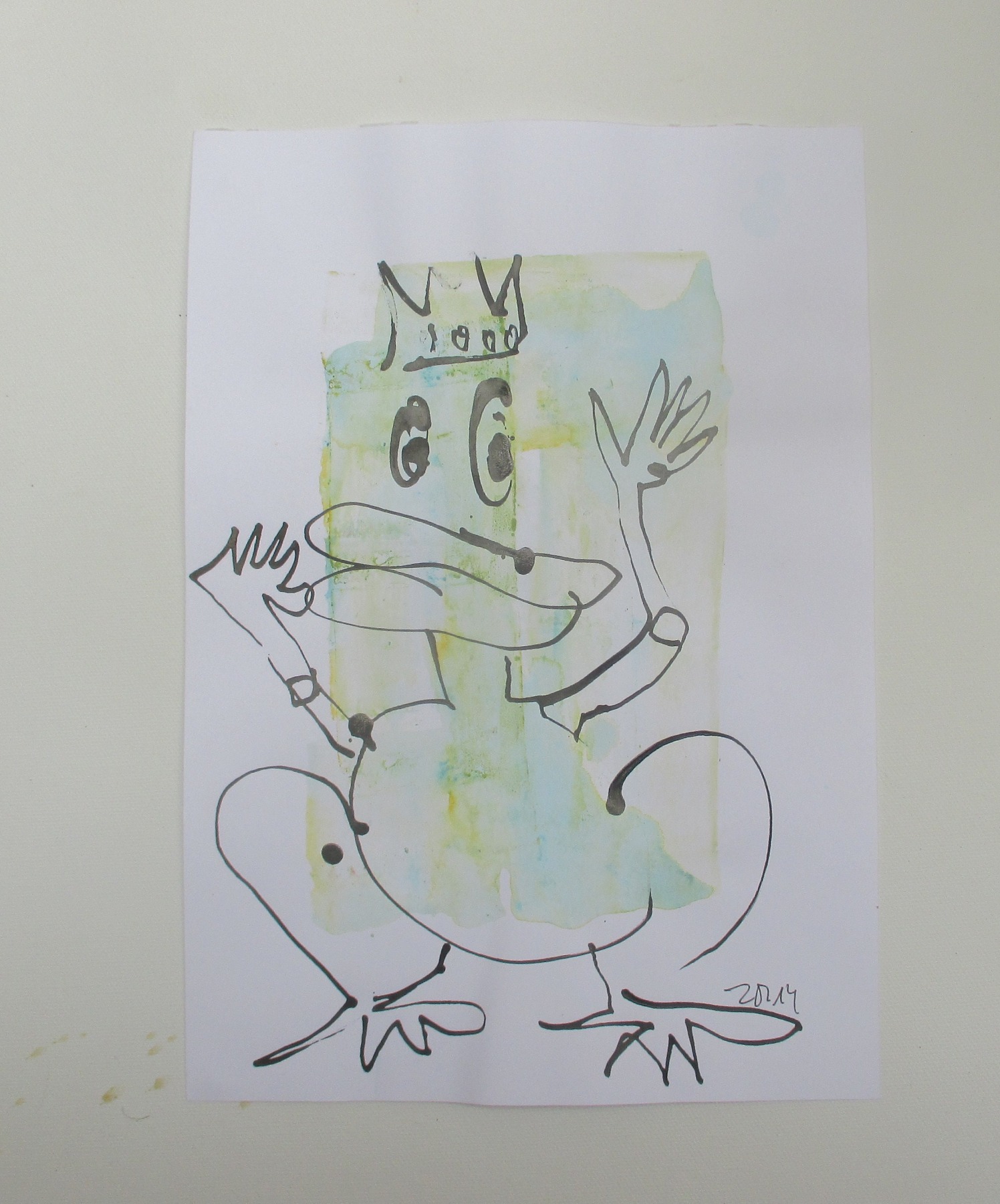 Froschkönige 2 lustige Original Zeichnungen auf Papier Tusche Aquarell- je 30x21 cm 5
