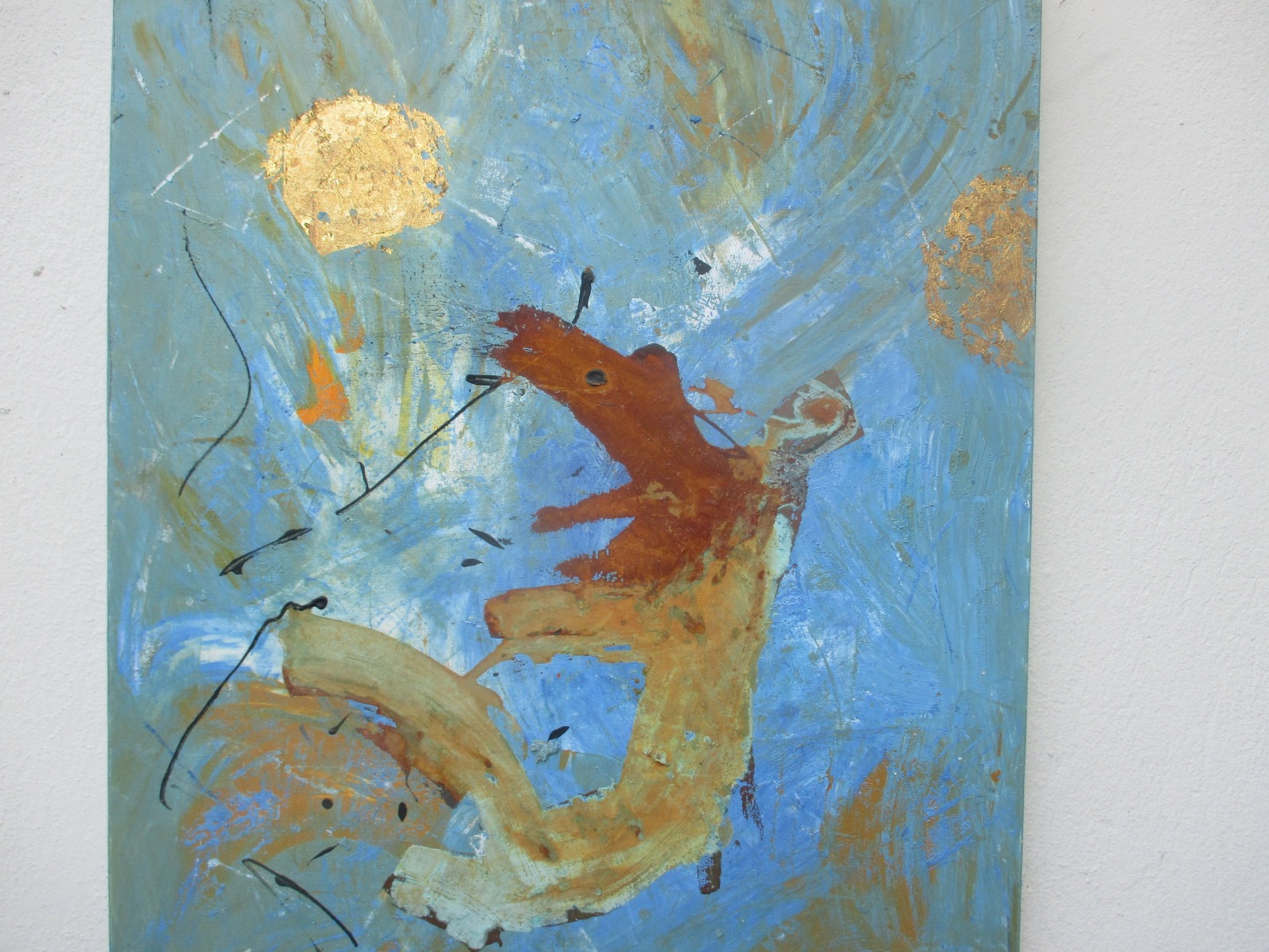 abstrakt blau mit rost Original Öl / Leinwand xl 80x100cm moderne Malerei 3