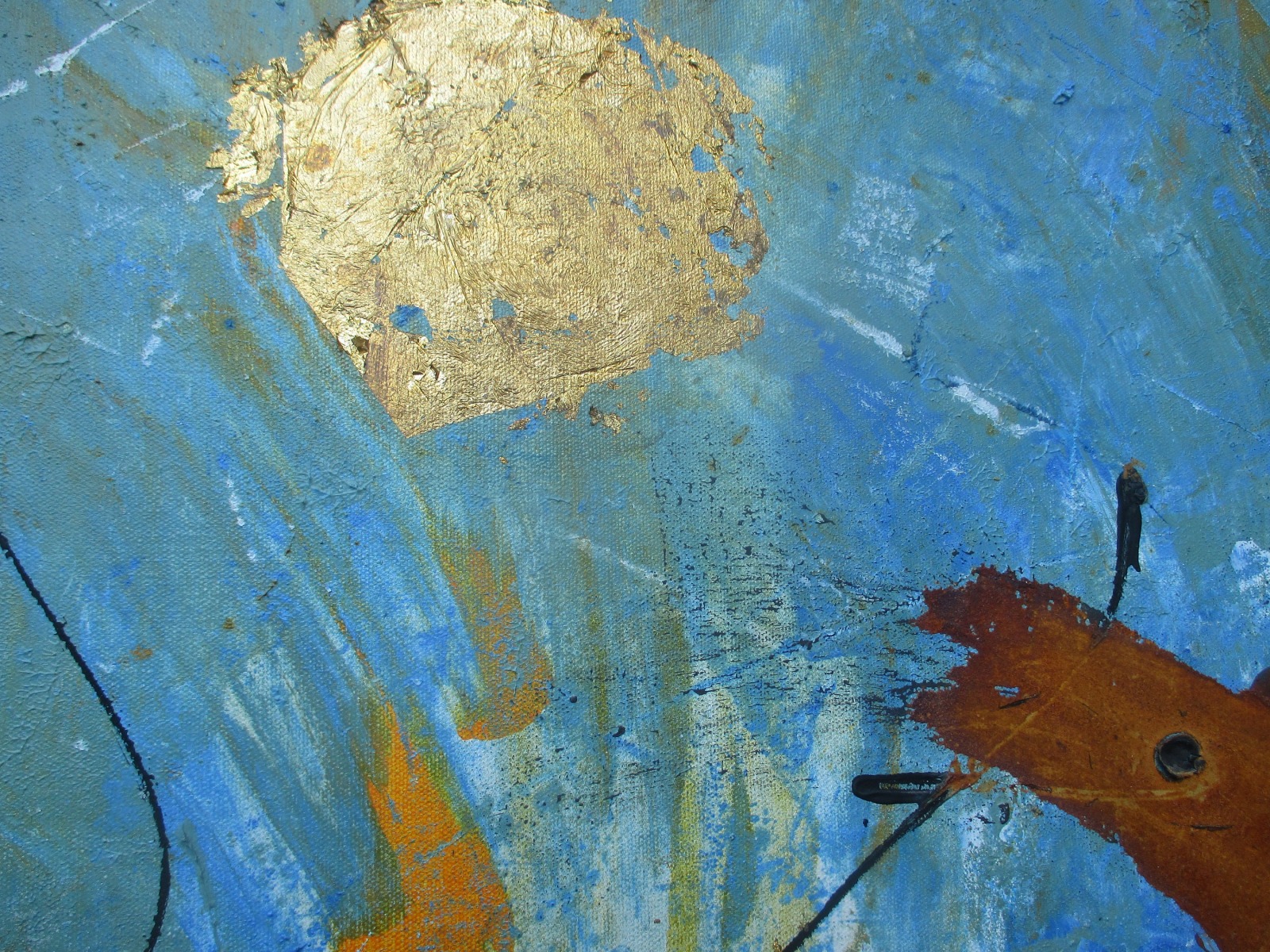 abstrakt blau mit rost Original Öl / Leinwand xl 80x100cm moderne Malerei 7