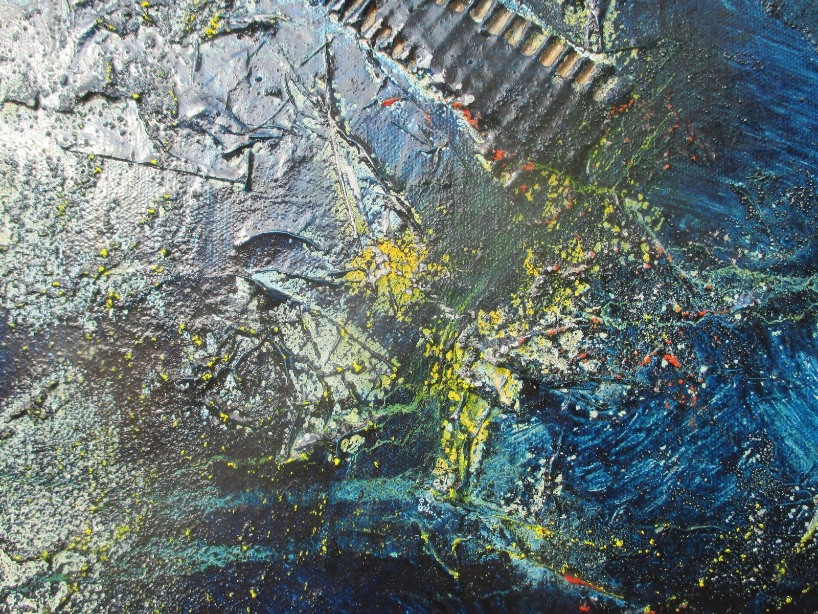abstrakte moderne Malerei 2 x Blau je 40x50 cm MixedMedia Collage Original Oel / Leinwand 9