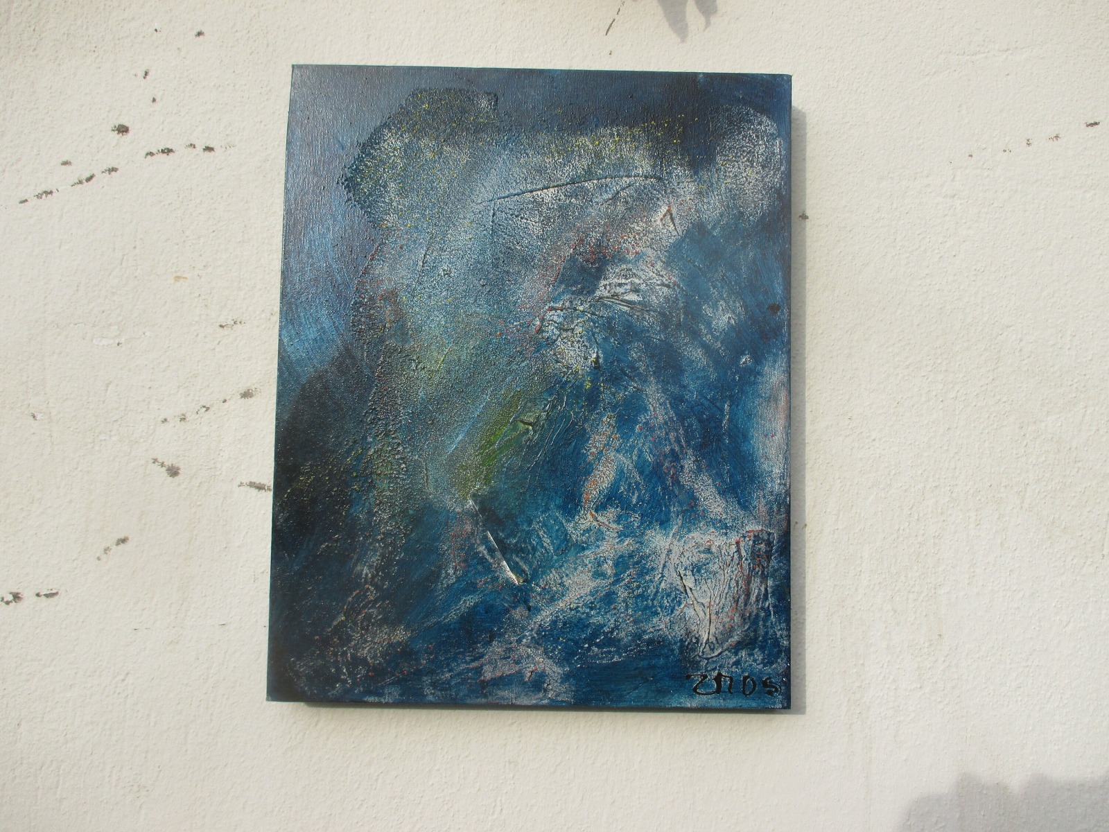 abstrakte moderne Malerei Blau je 40x50 cm MixedMedia Collage Original Oel / Leinwand 6