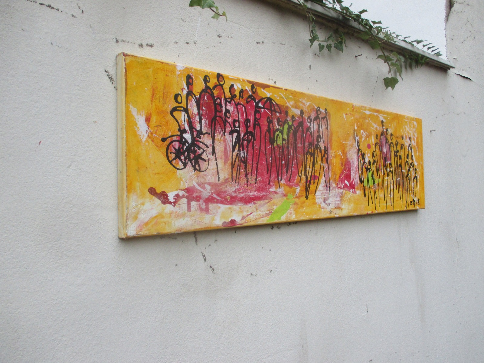 Abstrakte Leute, Original, Malerei, 40 x 140 cm Leinwand, Stadtleben, abstrakte Kunst,Malerei, 3