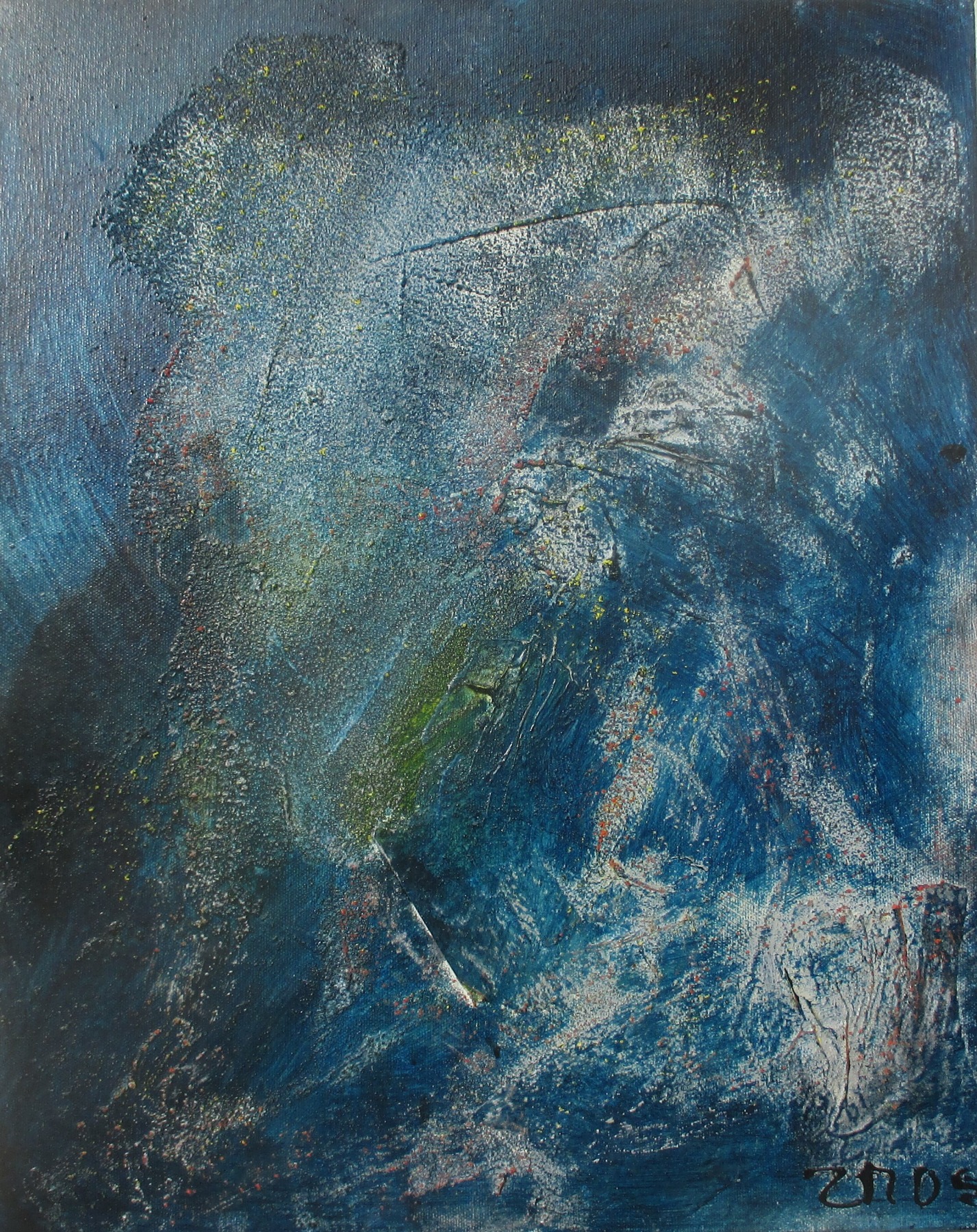 abstrakte moderne Malerei Blau je 40x50 cm MixedMedia Collage Original Oel / Leinwand