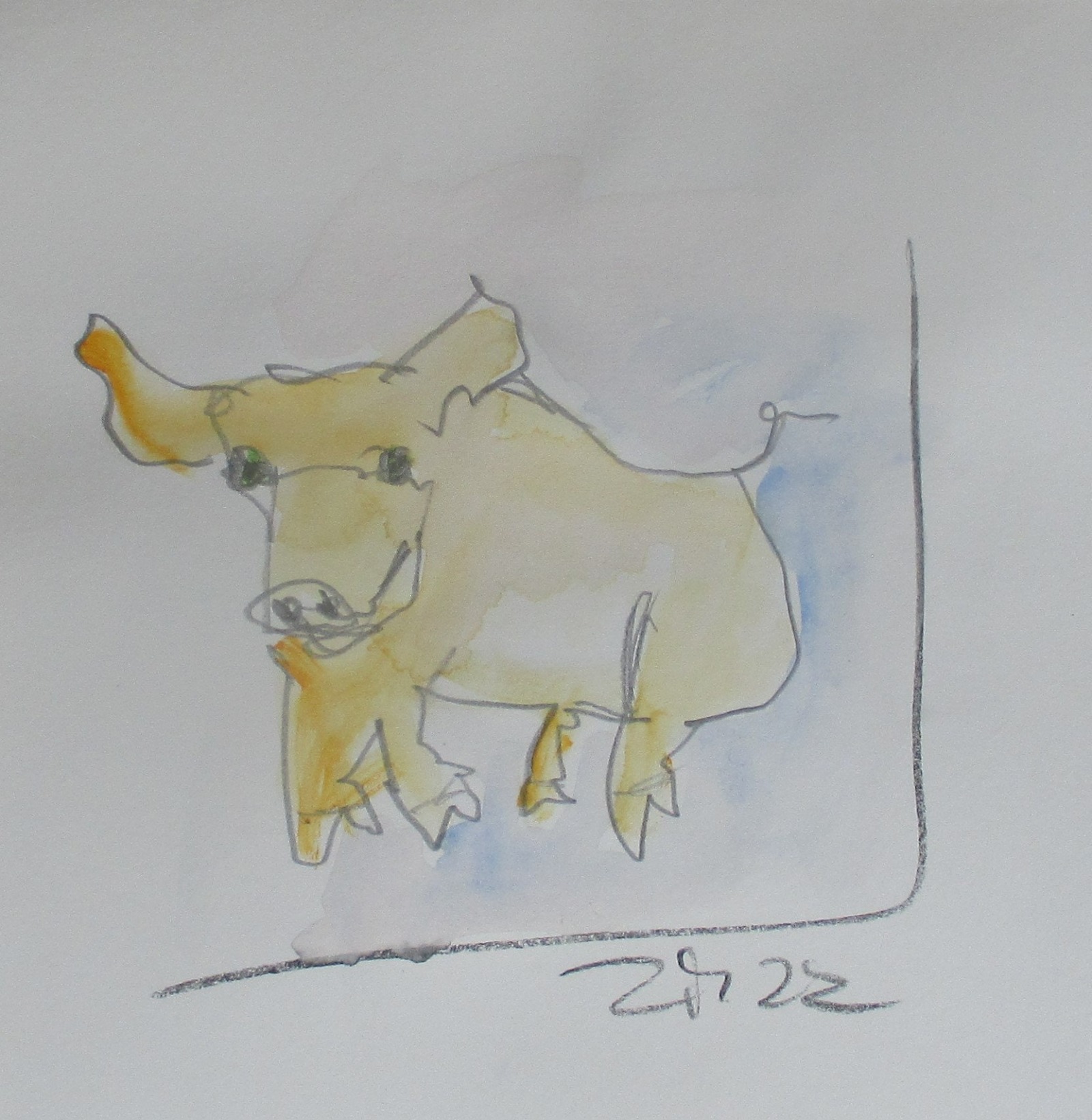 4 x wilde Schweine expressive Original Zeichnungen auf Papier Tusche 4x20x20 cm 3