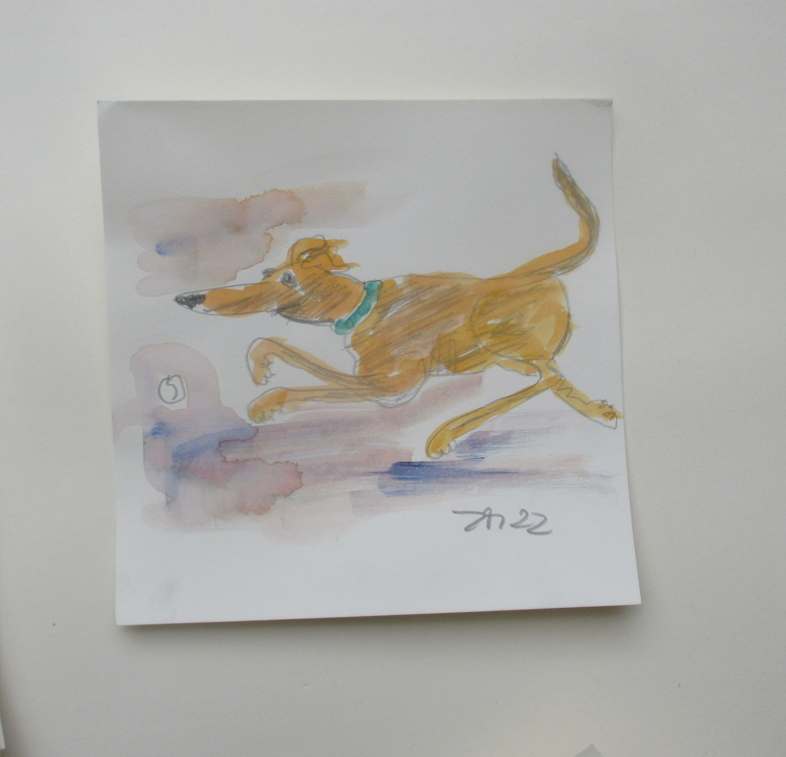 4 Hunde Bulldoggen expressive Original Zeichnung auf Papier Tusche 4x20x20 cm 4