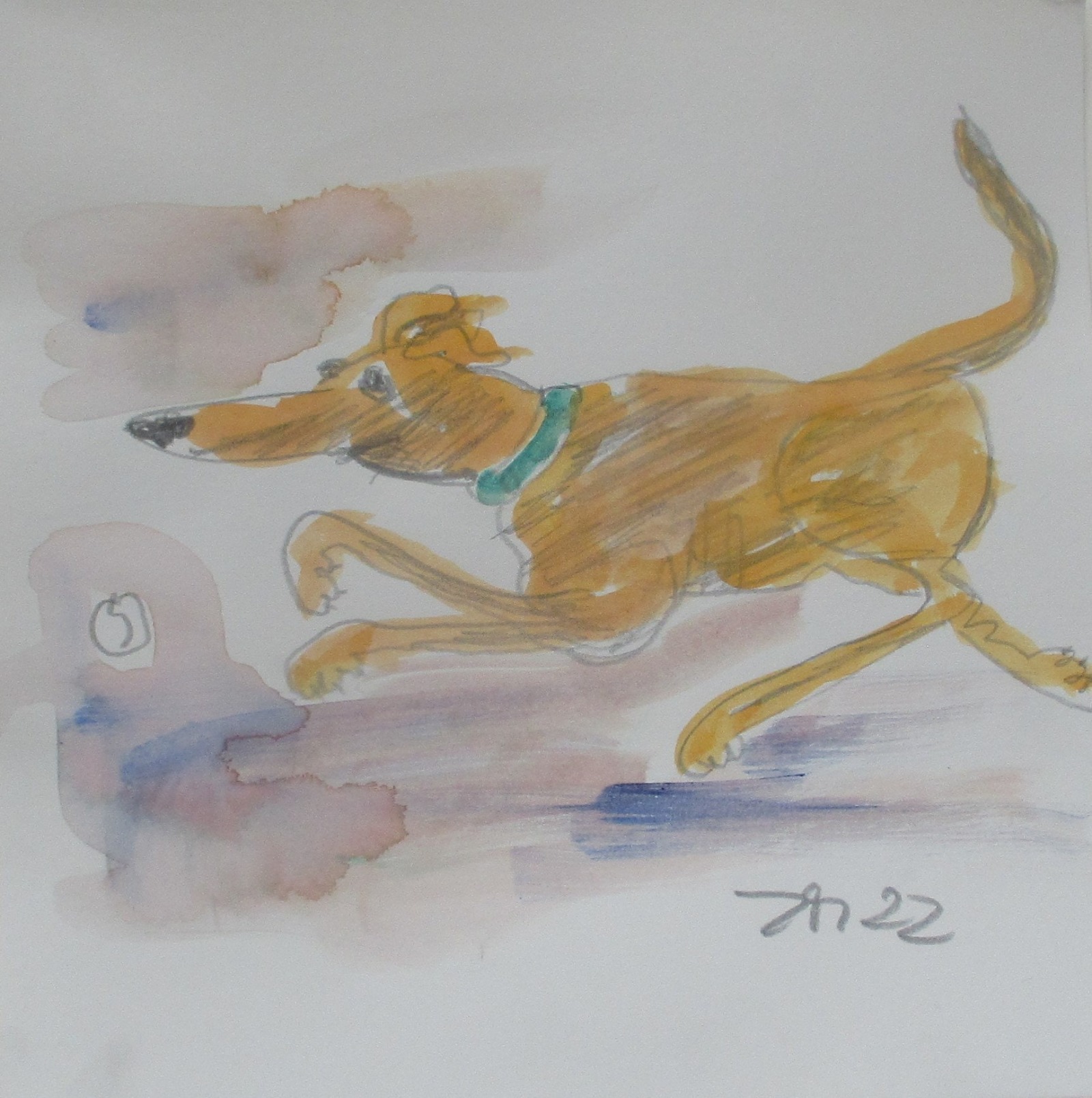 4 Hunde Bulldoggen expressive Original Zeichnung auf Papier Tusche 4x20x20 cm 5