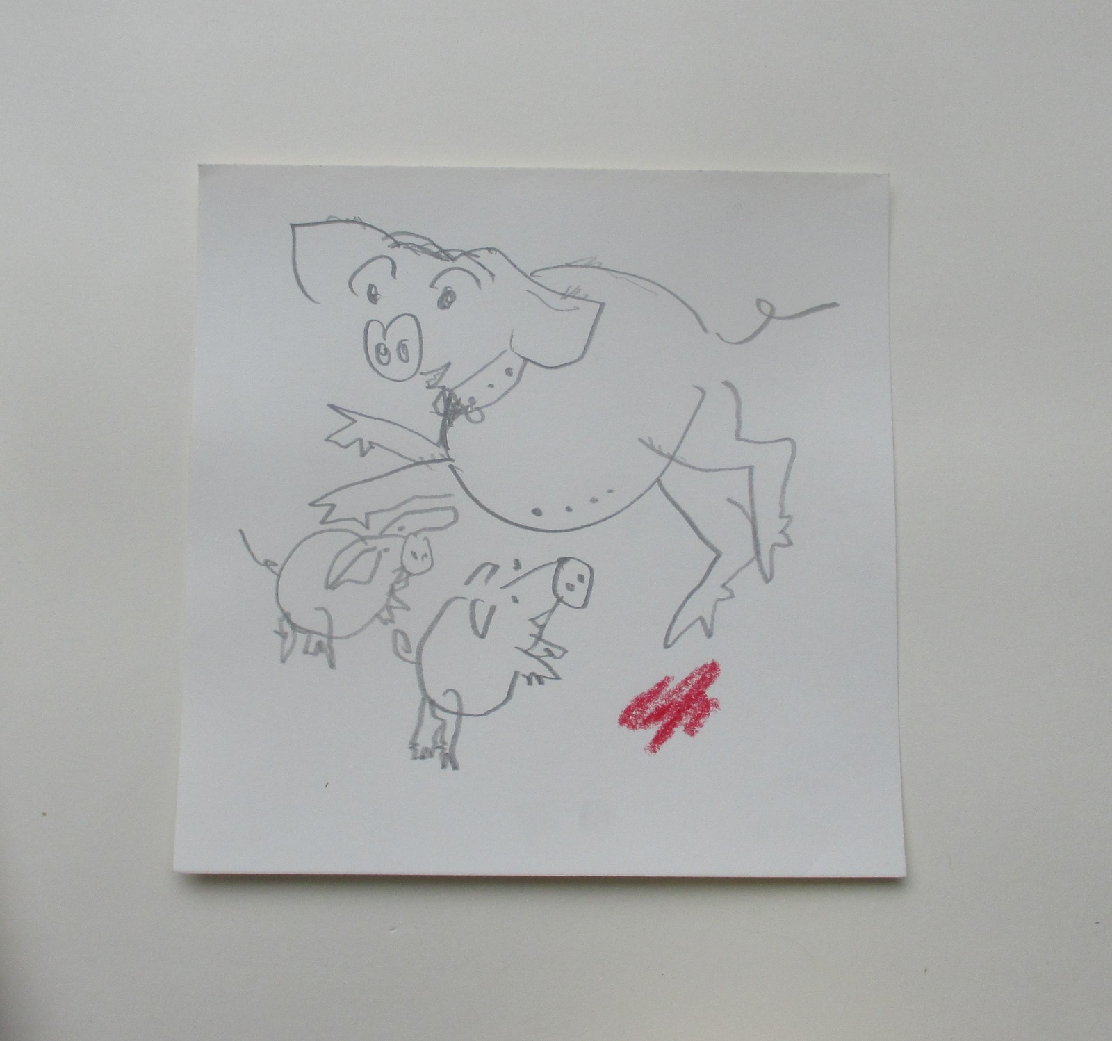 4 x wilde Schweine expressive Original Zeichnungen auf Papier Tusche 4x20x20 cm 6