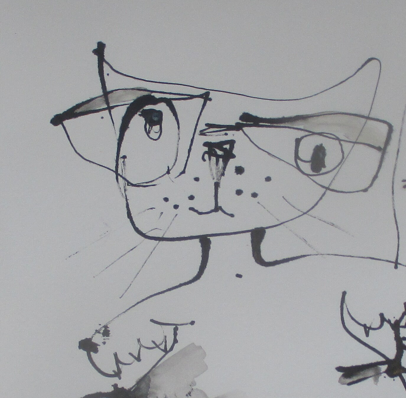 grau gestreifte Katze individualisierbar Zeichnung 30x21 Feder-Zeichnung Aquarell 3