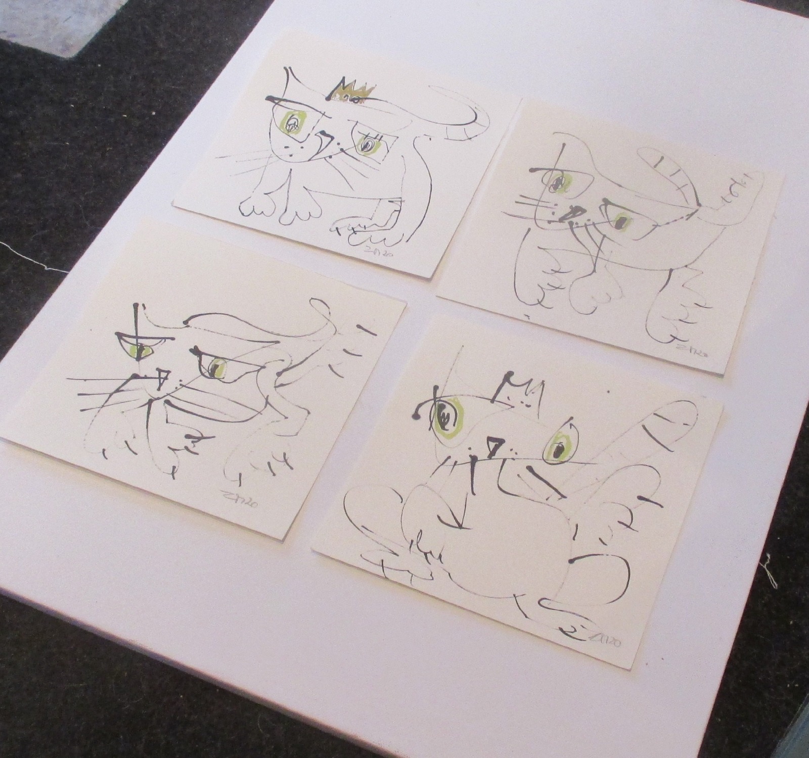 wilde schwarz-weiss Katze expressive Original Zeichnung auf Papier Tusche -20x20 cm 8