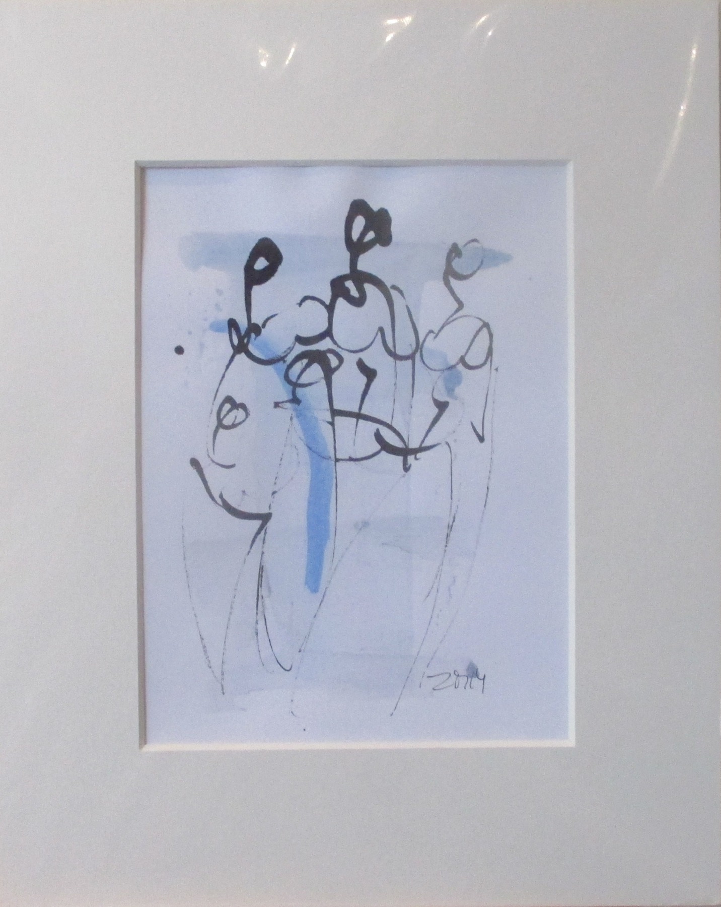 Frauen - Original Zeichnung auf Künstlerpapier -21x14cm in PP mit Bambusfeder - farbige Tuschen- 2