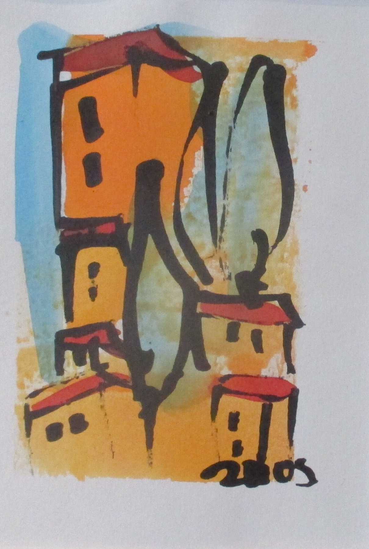 kleine Toscana Landschaften Original Zeichnung auf Künstlerpapier 18x24cm in PP mit Bambusfeder -