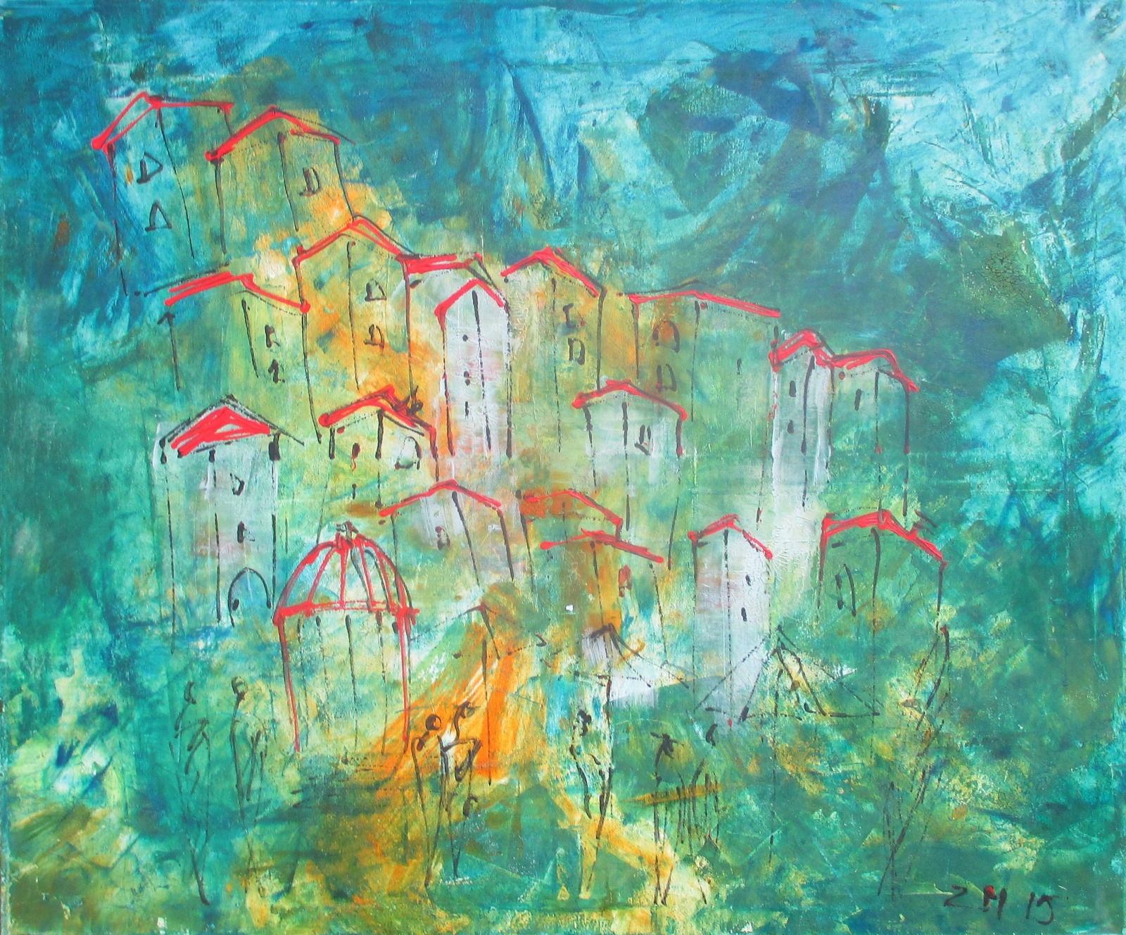 Landschaftsbild Italien Öl - Acryl Toskana mediterrane Landschaft xl Kunstmuellerei