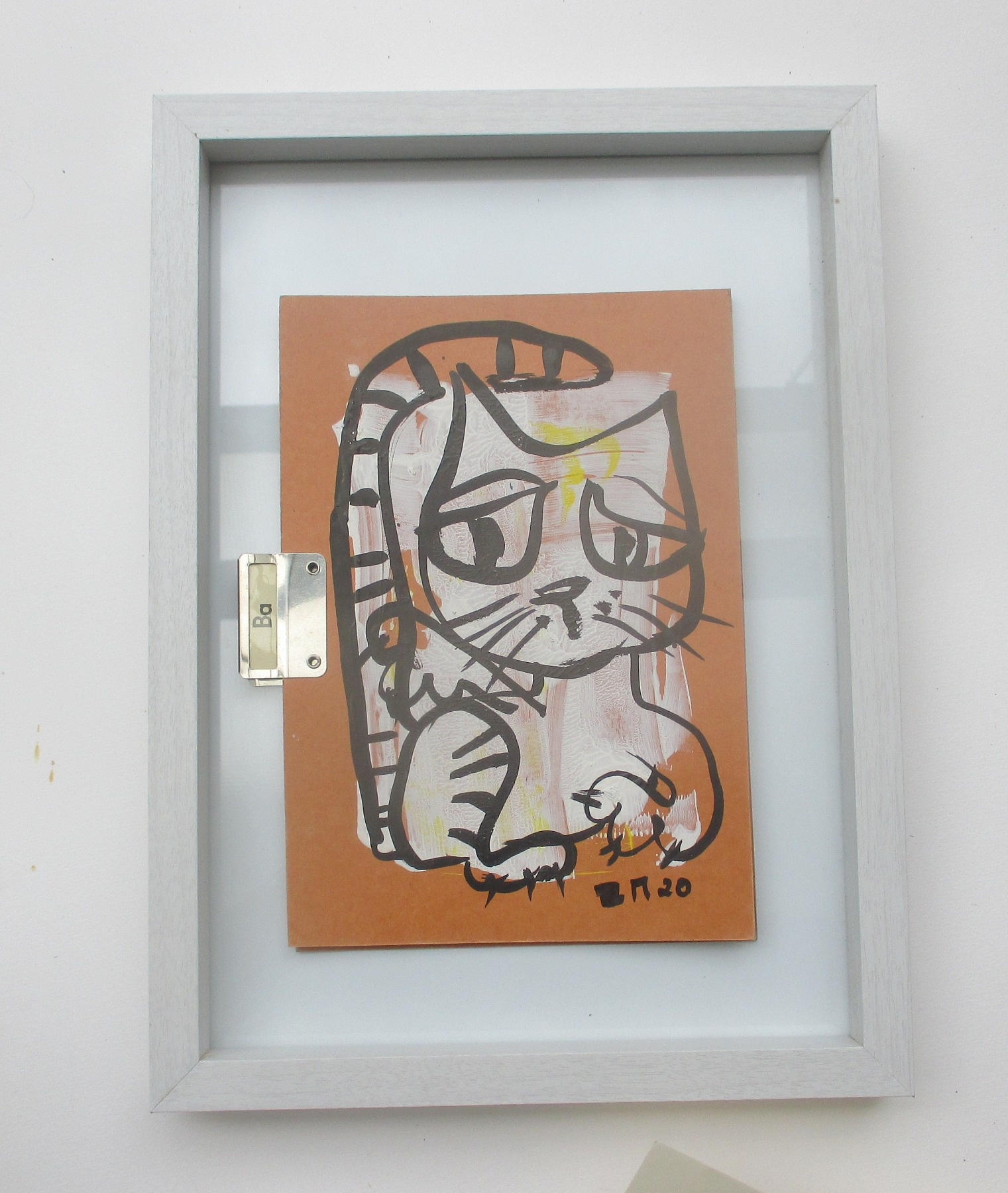 wilde Katze expressive Original Zeichnung auf Karteikarte ohne Rahmen Tusche 20x15 cm 8
