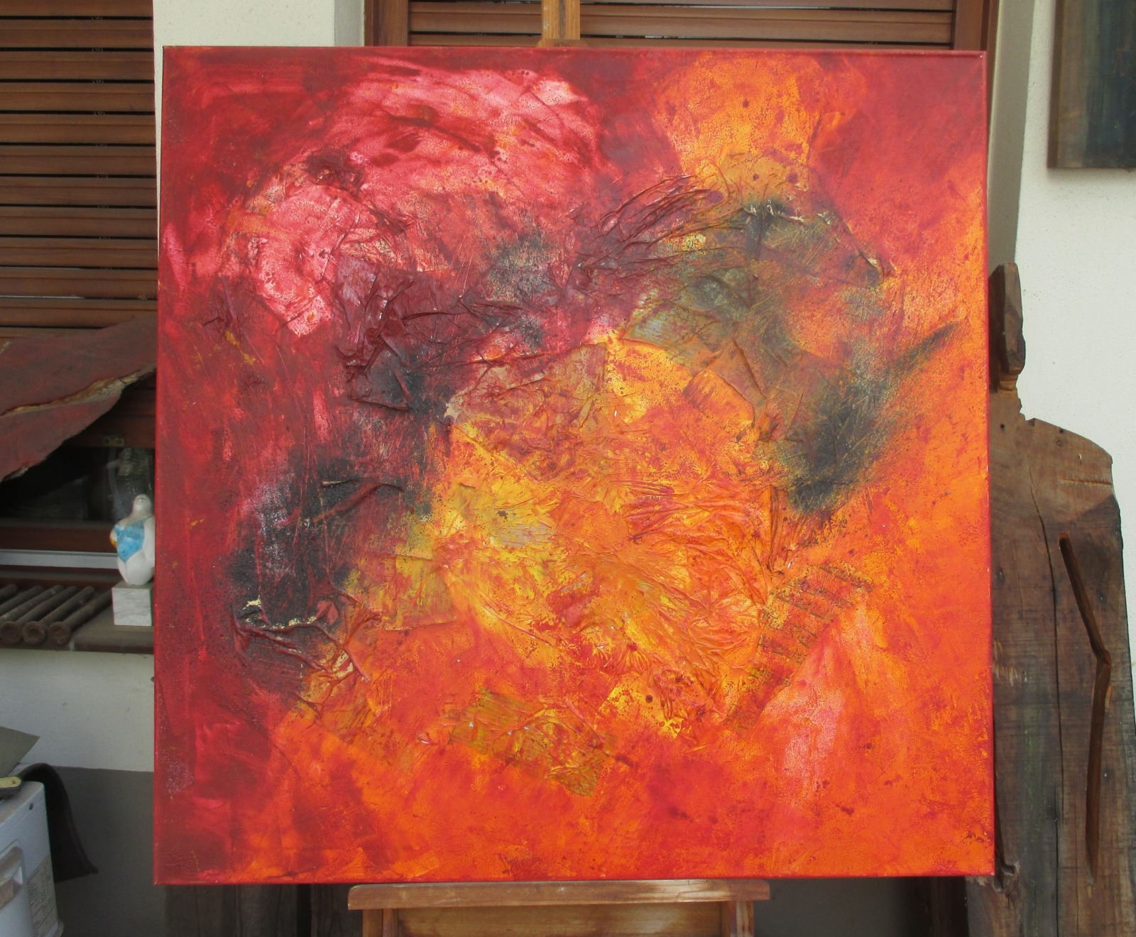 abstrakt rot , abstraktes Ölbild , Canvas, Original Sonja Zeltner-Müller 2