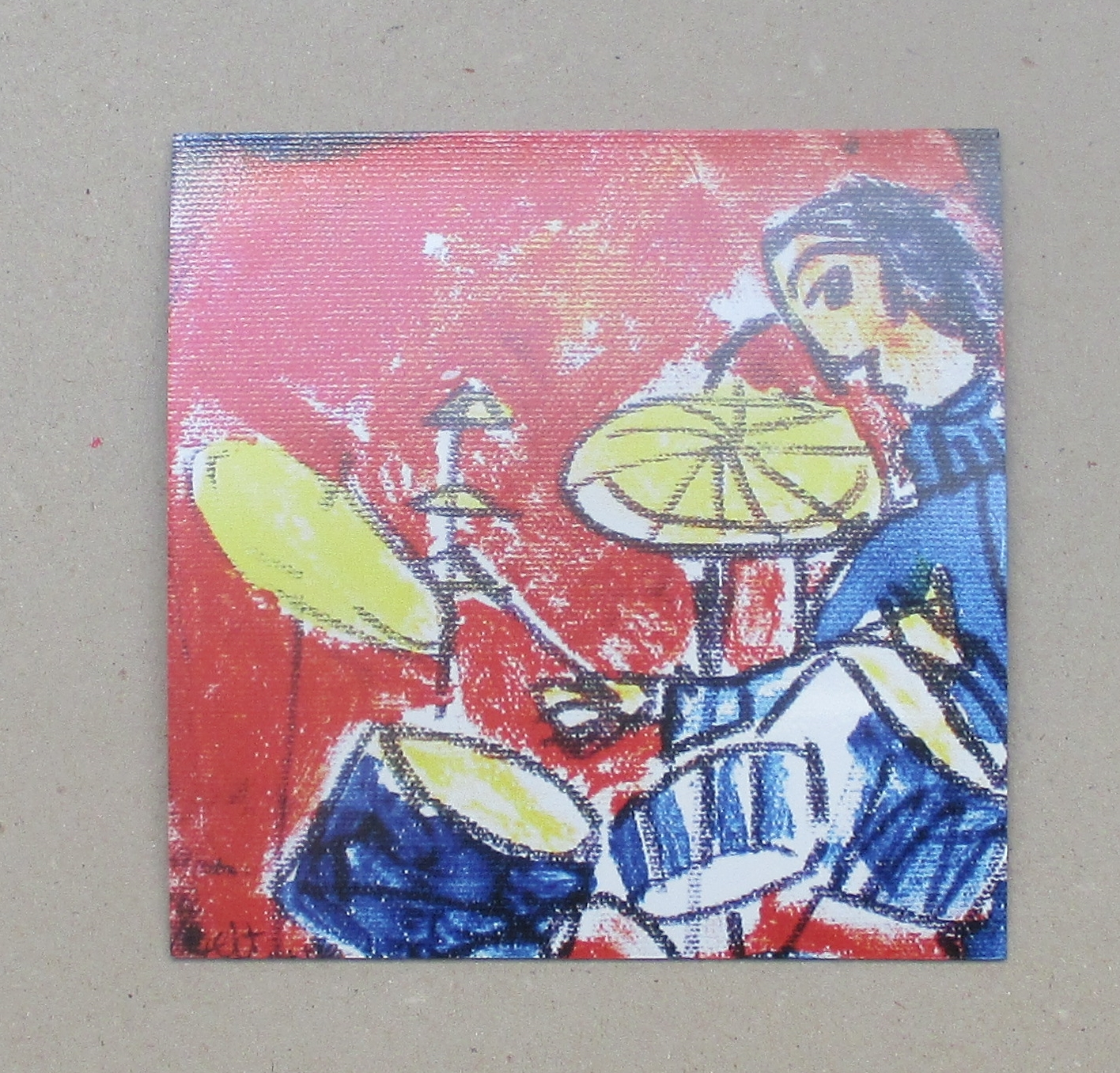 1 x Music-Szenen Schlagzeug je 10x10 cm auf Magnet gedruckt - signiert/x/10 numeriert kostenloser