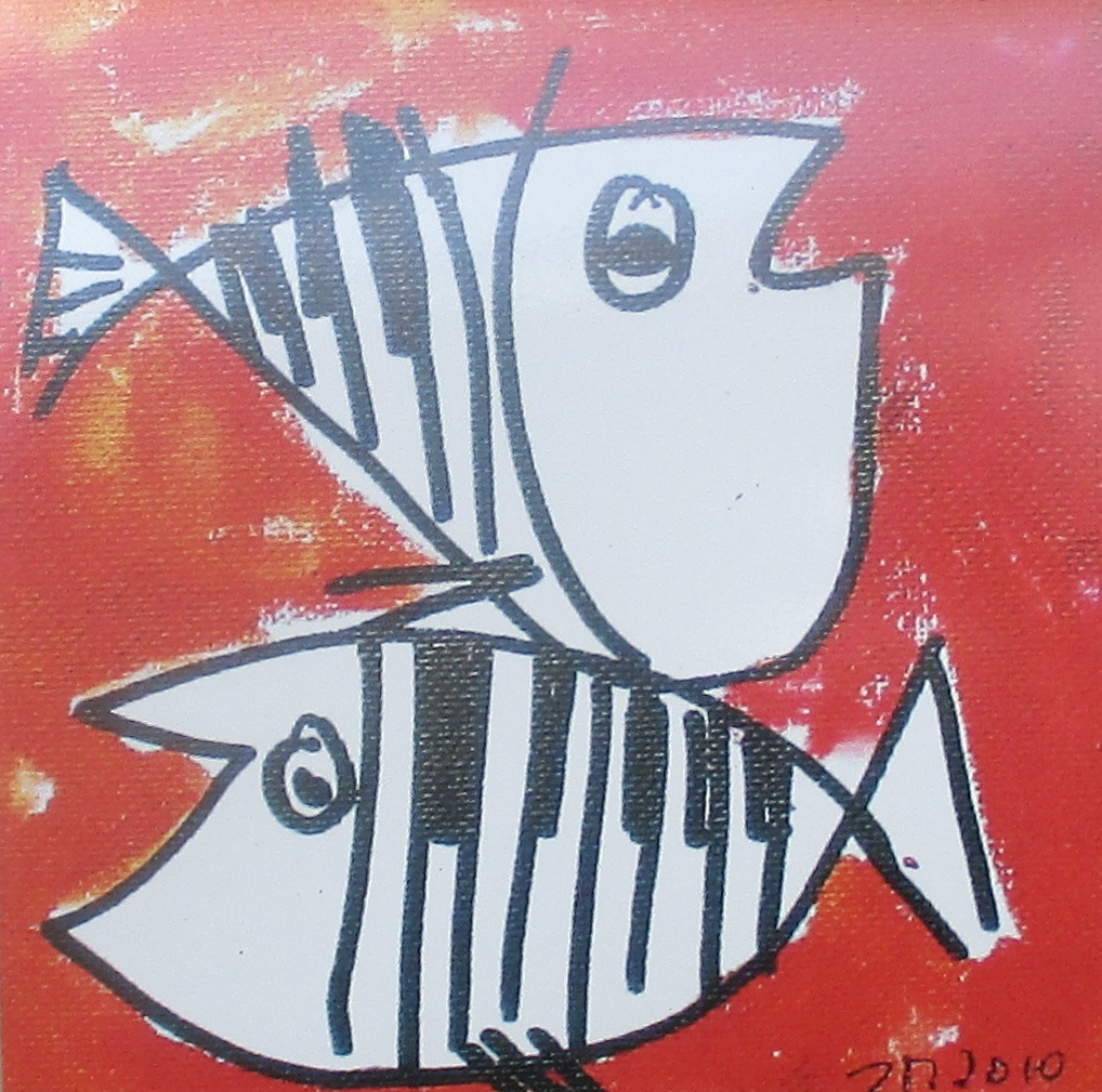 1 x Jazz Fische je 10x10 cm auf Magnet gedruckt - signiert/x/10 numeriert kostenloser Versand