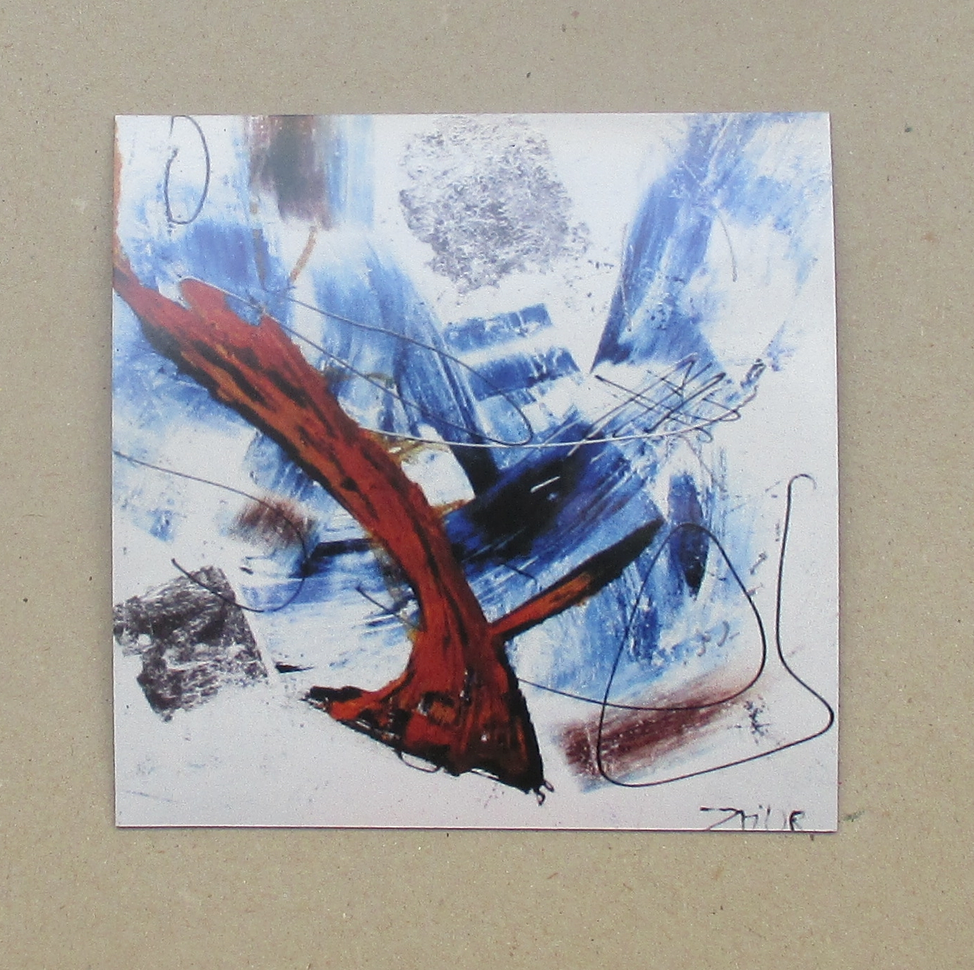 1x abstrakt blau 10x10 cm auf Magnet gedruckt - signiert/x/10 numeriert kostenloser Versand 2