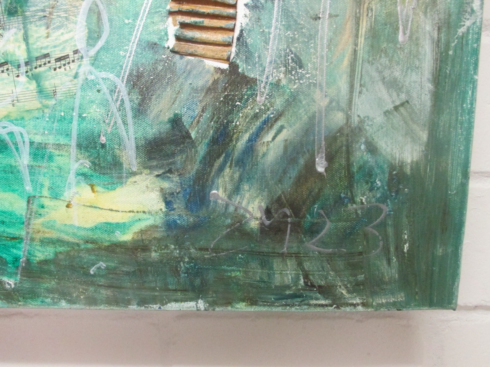 abstrakte Menschen in smaragd 90x90 cm Ölmalerei Collage expressive Malerei 4