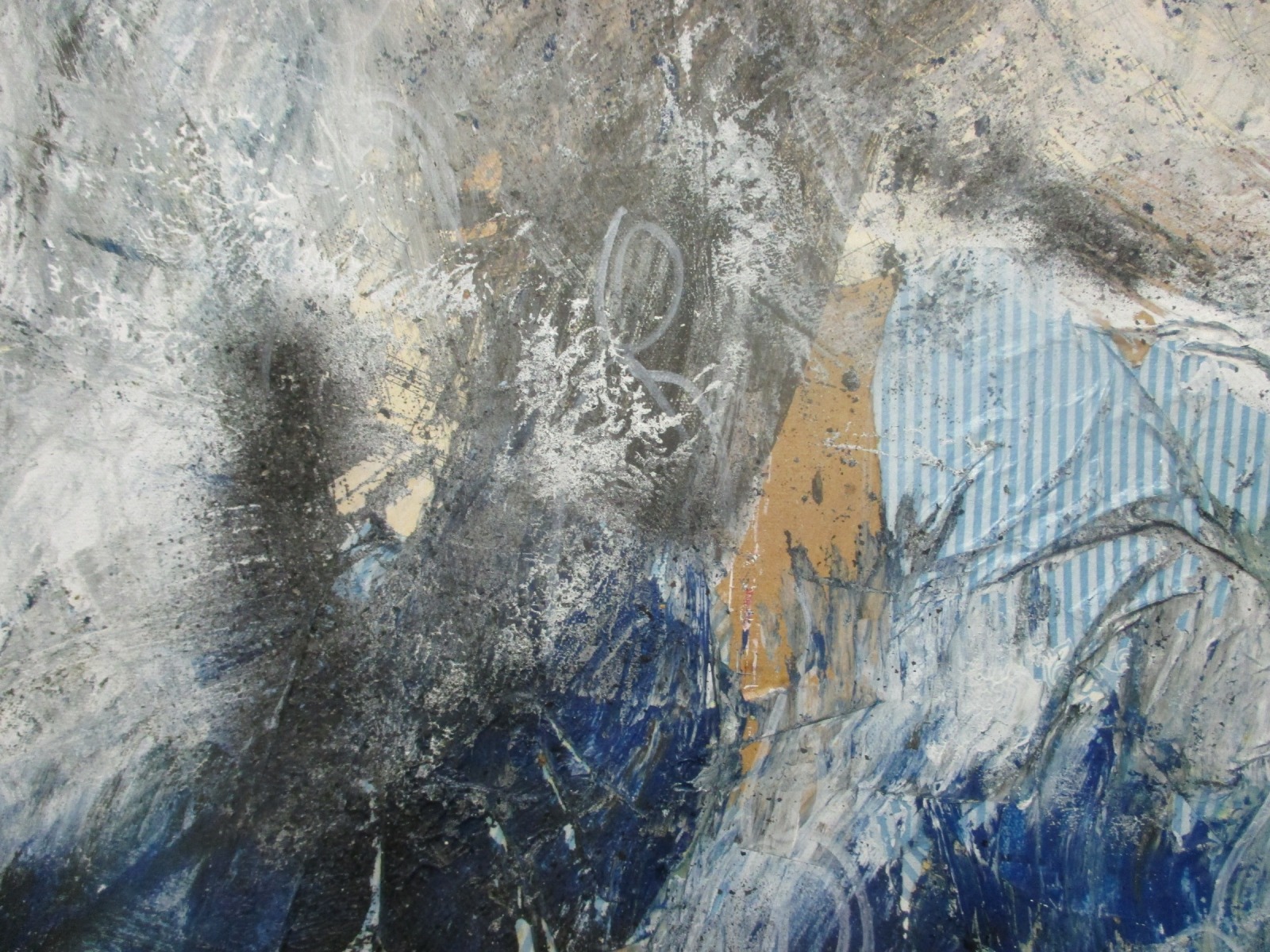abstrakte Menschen in blau 90x90 cm Ölmalerei Collage expressive Malerei 4