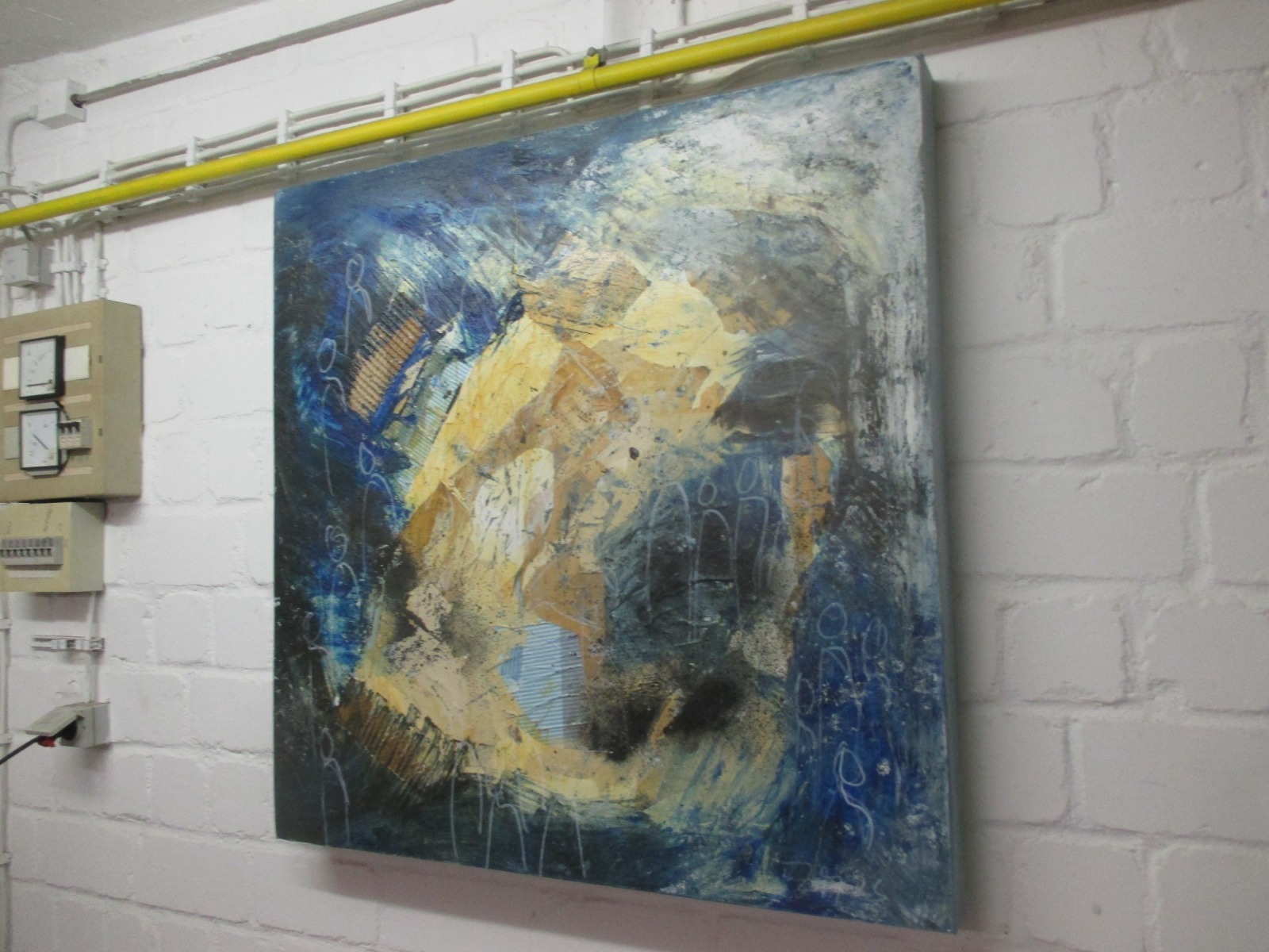 abstrakte Menschen in blau2 90x90 cm Ölmalerei Collage expressive Malerei 3