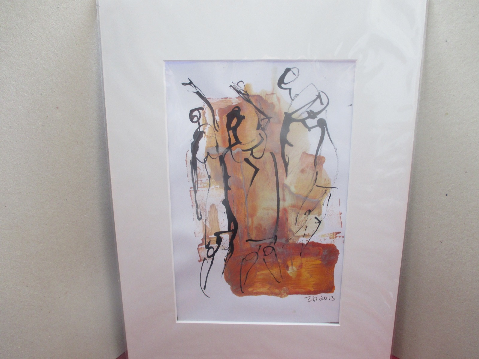 Tänzerinnen bronze Original Zeichnung auf Künstlerpapier - 32x24cm in PP 30x40 mit Bambusfeder -