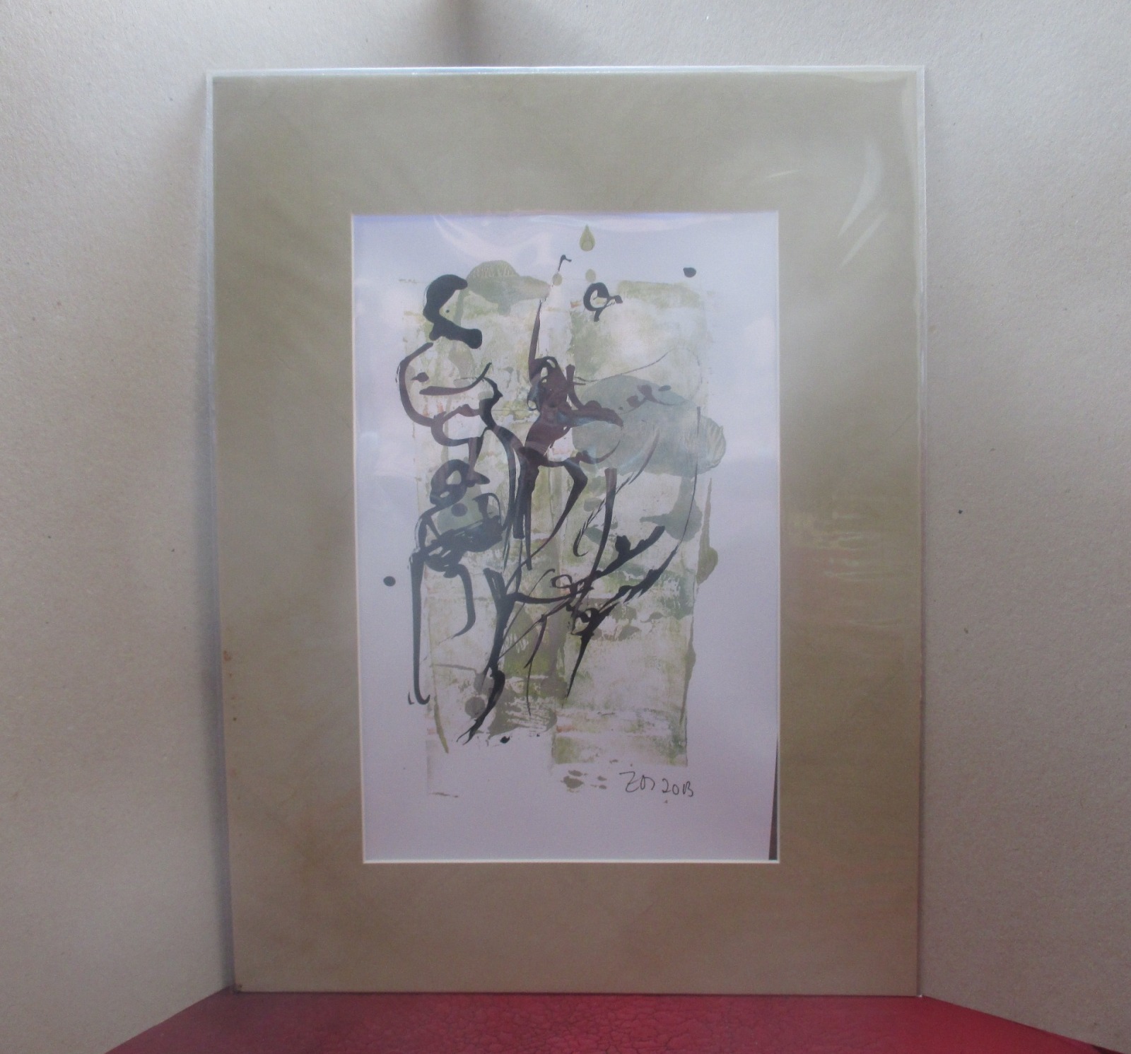 Tänzerinnen grün Original Zeichnung auf Künstlerpapier - 32x24cm in PP 30x40 mit Bambusfeder -